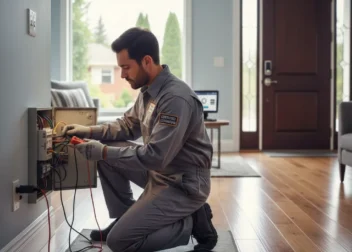 Técnico profesional realizando reparaciones en un hogar seguro
